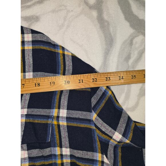 Old Navy The Boyfriend Shirt Blue/Yellow/White Flannel Size XL - Picture 7 of 8
